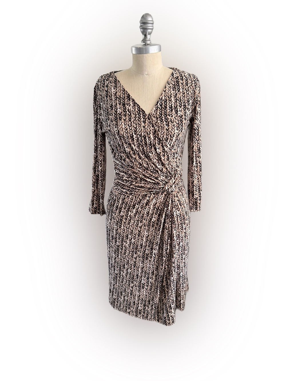 Timmy Hilfiger V-Neck Faux Wrap Midi Dress. Size 2